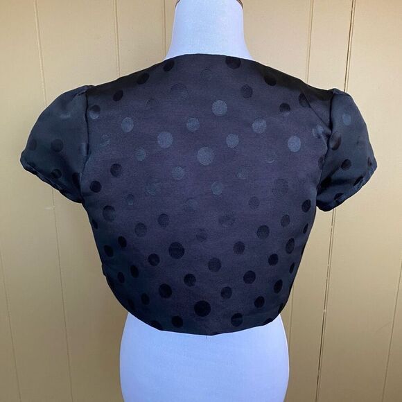 Xhilaration women M fully lined cropped one hook jacket with dots & cap sleeve - Picture 8 of 11